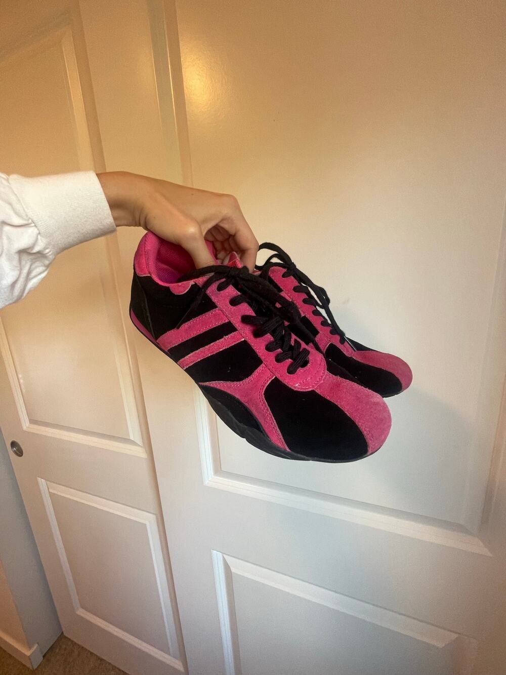hot pink and black y2k sneakers